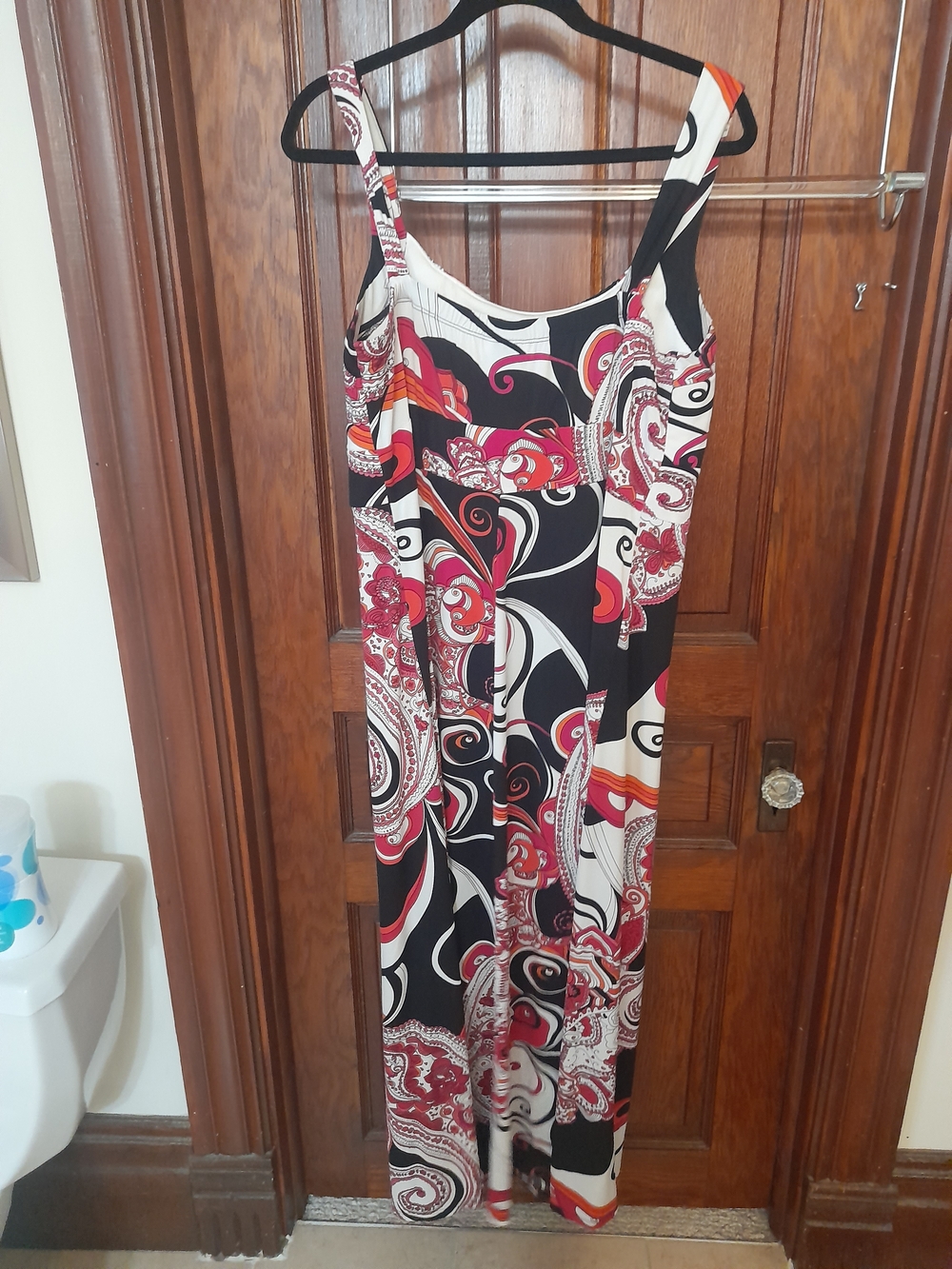 Studio 1940 Red Black White Paisley Print Maxi Dress